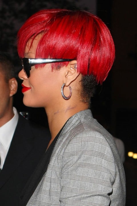 rihanna tattoos on neck. Rihanna was spotted (how can