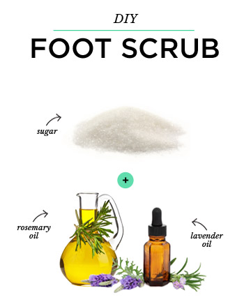 DIY Foot Scrub: Sugar + Lavender Oil + Rosemary Oil