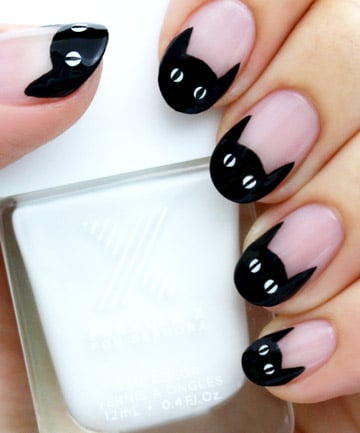 Black Cat French Manicure, 19 Amazing DIY Halloween Nail ...