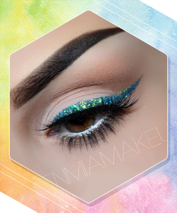 Glittery Teal Winged Liner