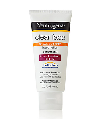 Best Sunscreen No. 9: Neutrogena Clear Face Liquid Lotion Sunscreen Broad Spectrum SPF 30, $11.49