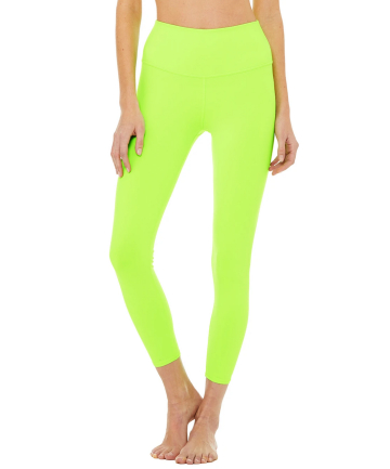 Alo Limited-Edition Exclusive 7/8 High Waist Neon Airbrush Legging in Acid Lime, $78