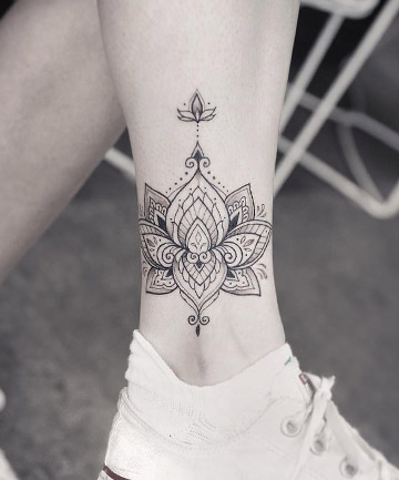Shaded Lotus Mandala Tattoo