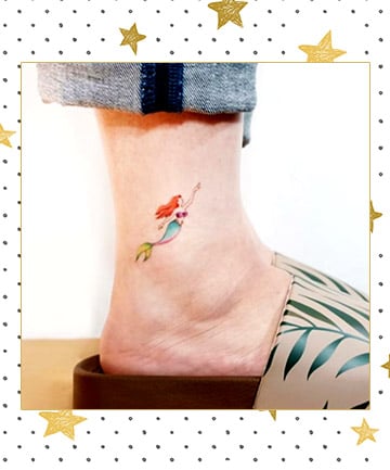 Tiny Ankle Ariel Tattoo