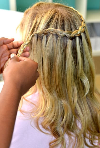 How to Do a Waterfall Braid: Secure and finish