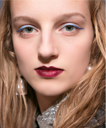 Ombre Blue Eyeliner and Burgundy Lipstick