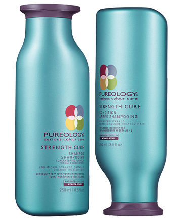 Pureology Strength Cure Shampoo, $29.50, and Conditioner, $31.50