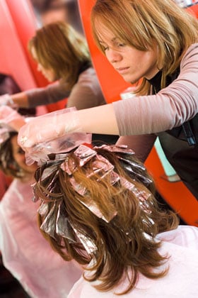 Get blonde highlights at the salon