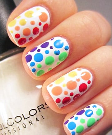 Rainbow Nails: Pretty in Polka