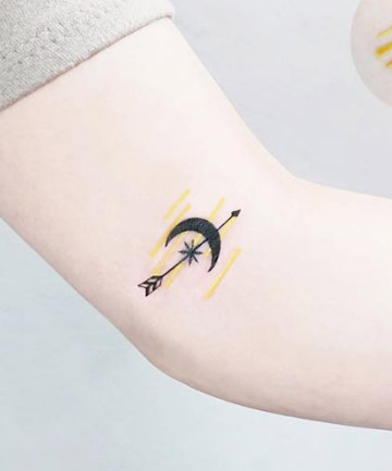 Arrow Tattoo with Sun and Stars