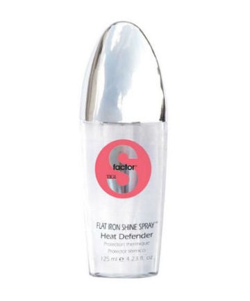 Best Heat Protectant No. 8: Tigi S-Factor Heat Defender Flat Iron Shine Spray, $32.50
