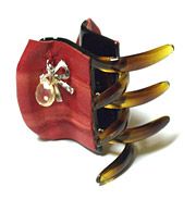 Dominique Duval Plisse Leather Covered Jaws with Jewel