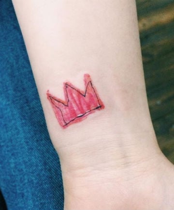 Colorful Basquiat Crown Tattoo