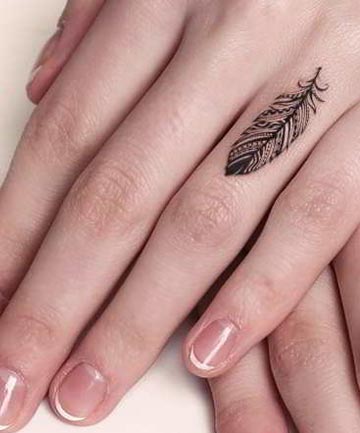 Finger Tattoos:  Feather Light