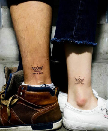 Matching Ankle Crown Tattoos