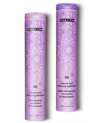 Fine and Thin Hair: Amika 3D Volume and Thickening Shampoo and Conditioner, $20 each