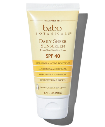 Babo Botanicals Daily Sheer Facial Sunscreen SPF 40 Fragrance Free, $20.99