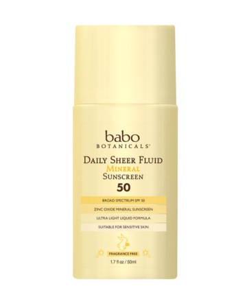 Babo Botanicals Daily Sheer Mineral Sunscreen Fluid SPF 50, $19.99