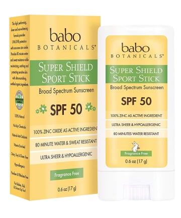 Babo Botanicals Super Shield Sport Stick Sunscreen SPF 50, $16