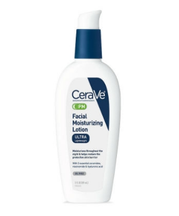 Nighttime Moisturizer: CeraVe PM Facial Moisturizing Lotion, $12.39