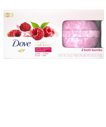 Dove Milk Swirls Bath Bomb Vanilla Raspberry Creamsicle, $5.99 for two