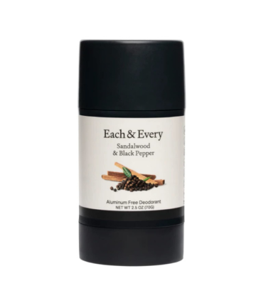 Each & Every Natural Deodorant in Sandalwood & Black Pepper, $20