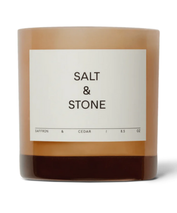 Salt & Stone Saffron & Cedar Candle, $49