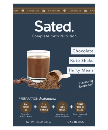 Sated Naturally Sweetened Keto Meal Shake, $72 for a 30-meal kit