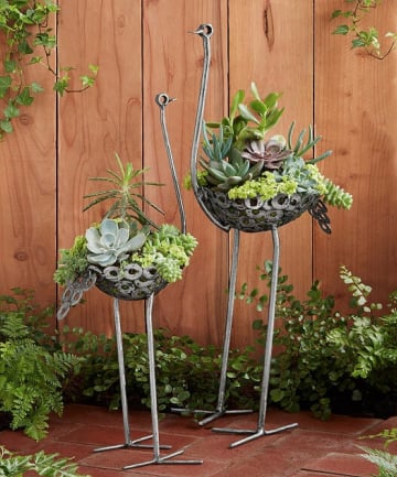Tom Ateto Recycled Metal Ostrich Planter, $56 and up