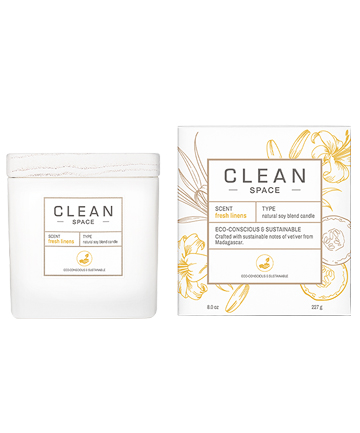 Clean Space Fresh Linens Natural Soy Blend Candle, $42