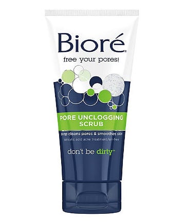 Best Face Scrub No. 16: Biore Pore Unclogging Scrub, $7.99
