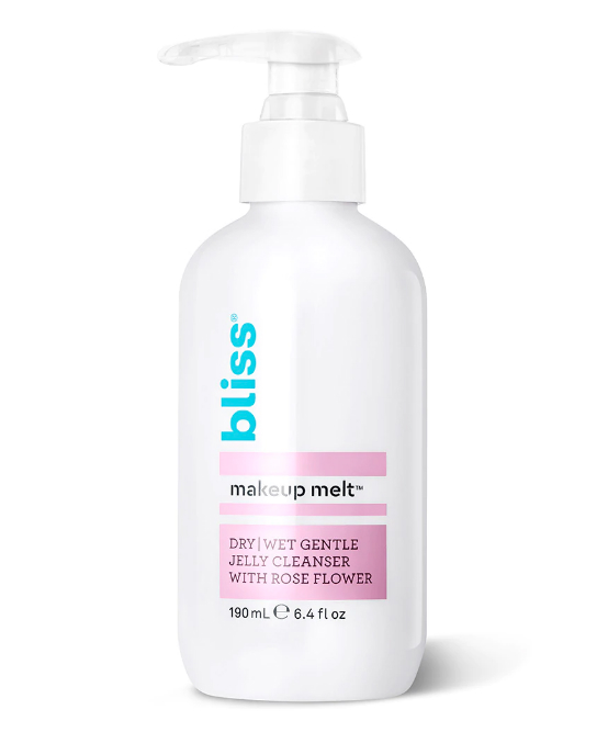 10. Bliss Makeup Melt Cleanser Dry/Wet Gentle Jelly Cleanser With Rose Flower, $12
