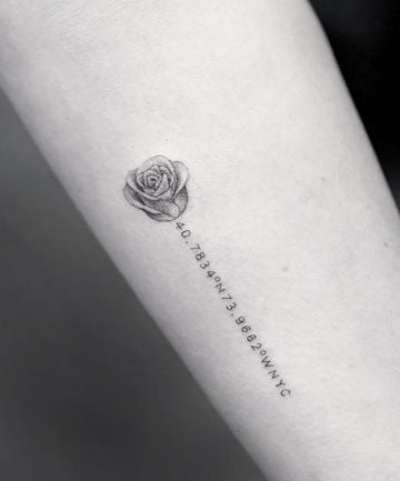 Rose With Coordinates Tattoo