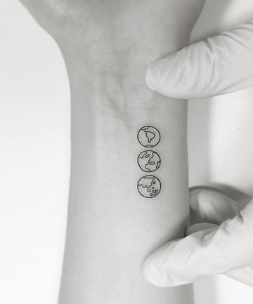 Tattoo tagged with: fine line, small, astronomy, micro, planet, tiny,  little, drag, earth, inner forearm | inked-app.com