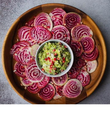 Candy Cane Beet Chips With Winter Pomegranate Guacamole