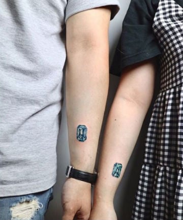 STUDIOBYSOLheemee on Instagram Emerald brooch  Gem tattoo Tattoos  for daughters Tattoos for women