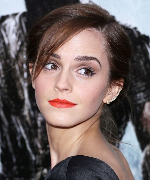 Emma Watson Tries the Orange Lip Trend