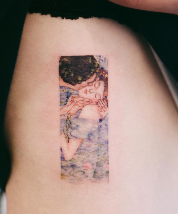 Gustav Klimts The Kiss inspired tattoo