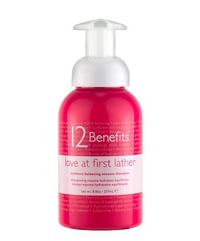 12 Benefits Love at First Lather Moisture Balancing Mousse Shampoo, $23.99