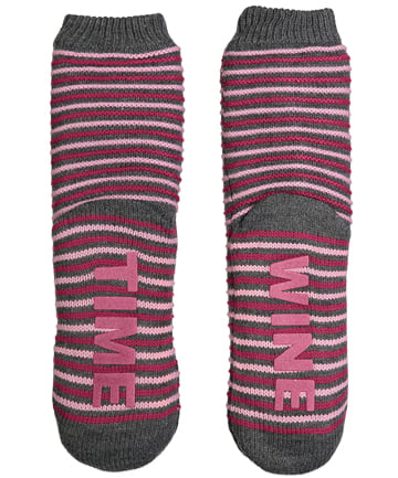 Fuzzy Baba Women's 'Wine Time' Slipper Sock with Sherpa Lining, $7.20