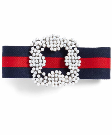 Cara Imitation Pearl & Ribbon Barrette, $25