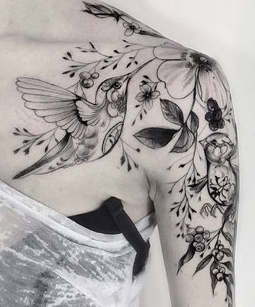Amazon.com : GLARYYEARS Temporary Tattoo for Women, 48-Pack Long-lasting  Realistic Tattoos, 12 Large + 36 Small Fake Tattoo Sticker, Beautiful Bird  Flower Designs for Girls Adults Men, Black Body Half Arm Tattoos :