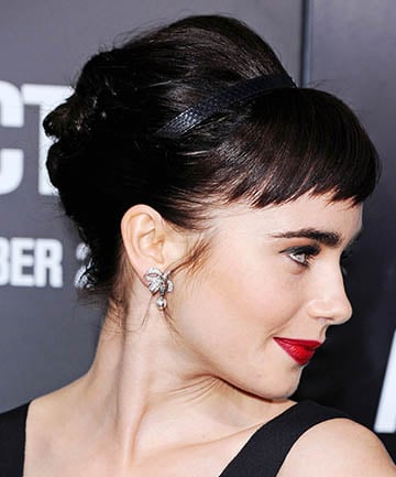 Lily Collins' Retro Spiky Short Bangs, Long Hair With Bangs Is Trending,  and Here Are 17 Hairstyles That Prove It - (Page 16)