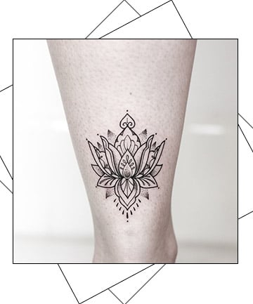Lotus flower tattoo located on the ankle