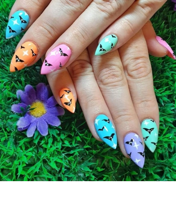 Pastel Nails With Bats