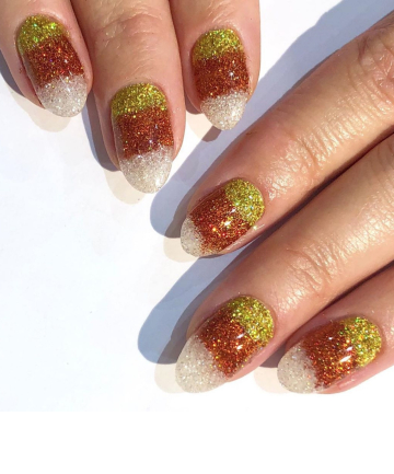 Glittery Candy Corn Stiletto Nails 15 Halloween Nail Art Ideas You Can Wear All October Page 9
