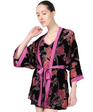 MeMoi Velvet Burnout Kimono Robe, $68