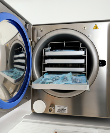 Tools are sanitized in an autoclave machine