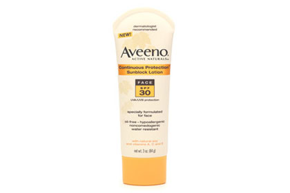 No. 5: Aveeno Continuous Protection Sunblock Lotion for the Face SPF 30, $8.39