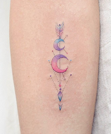 Pastel Moons Arrow Tattoo, 19 Arrow Tattoos That Are Surprisingly Chic -  (Page 11)